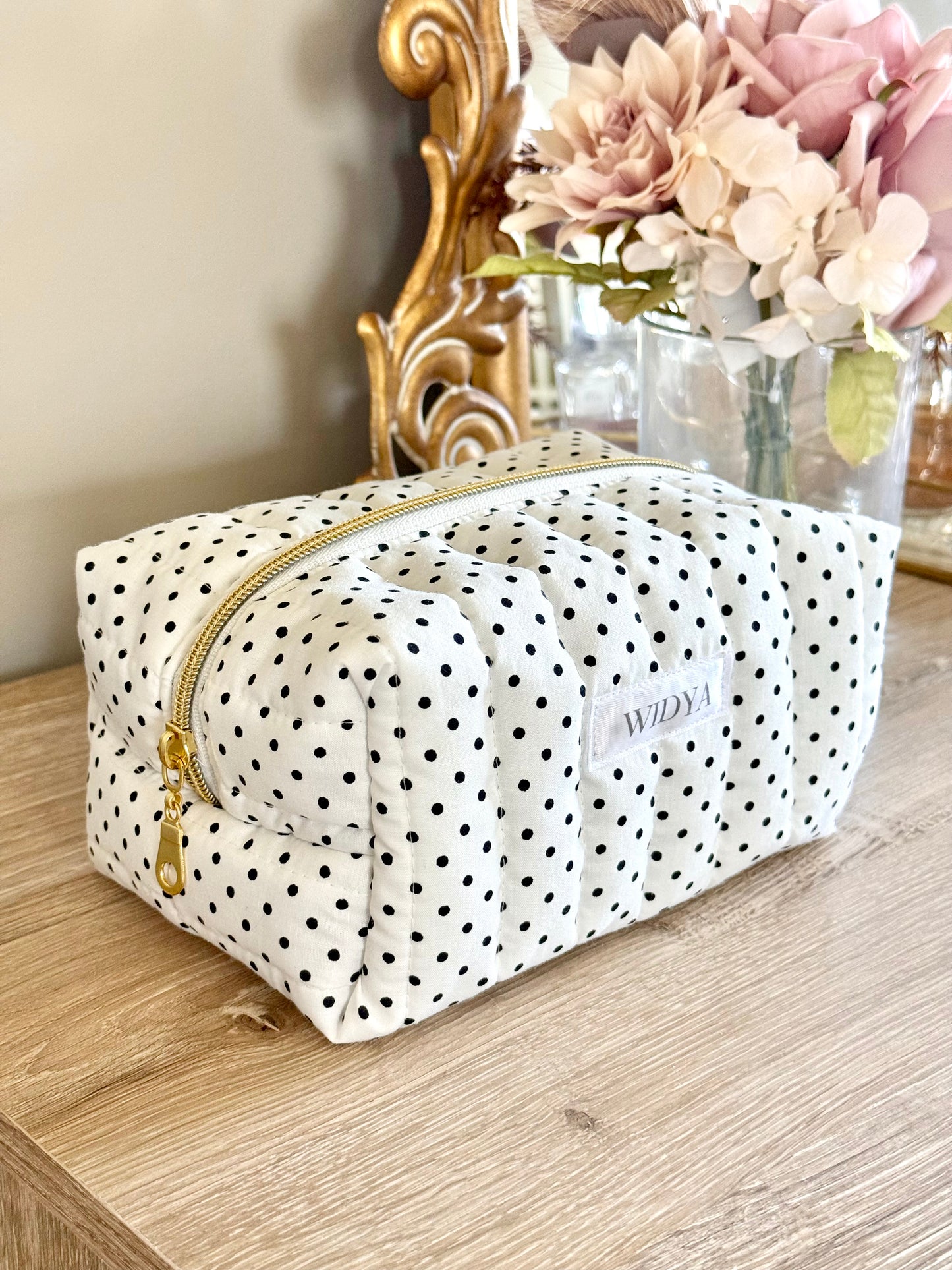 Polkadot Travel Pouch - White