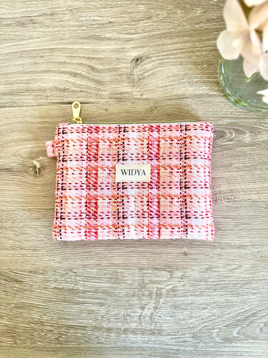 Tweed Print Small Pouch - Orange