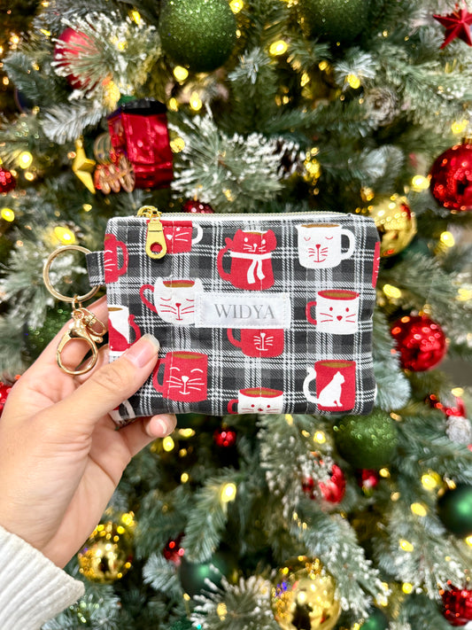 Cats Coffee & Cocoa Cups Keychain Wallet