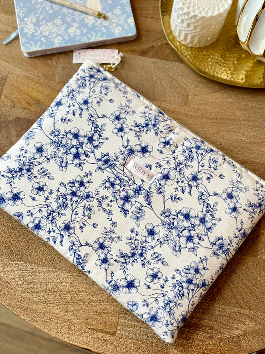 Blue and White Floral Laptop Sleeve