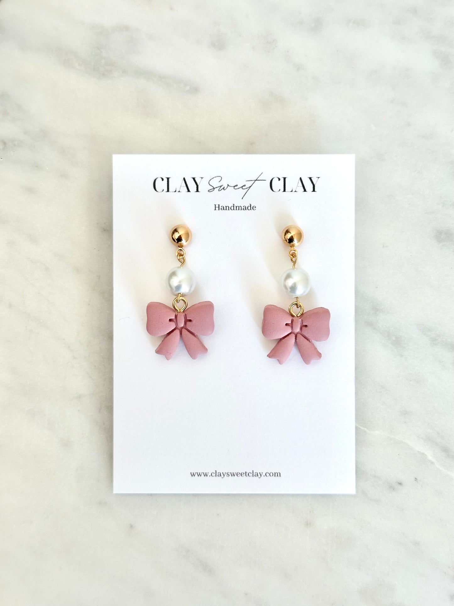 Coquette Bow Earrings - Dusty Pink