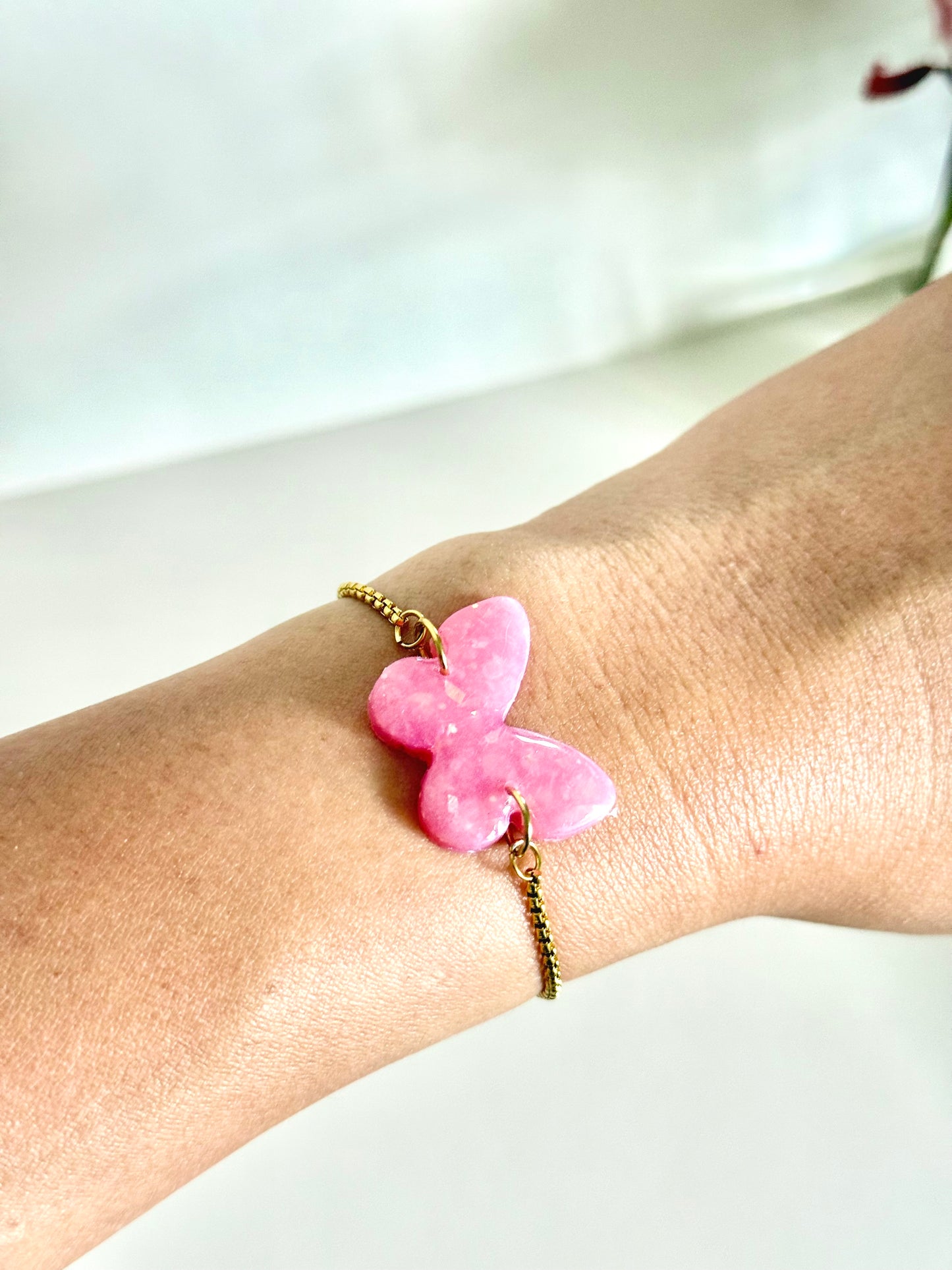 Pink Opal Bracelet - Butterfly