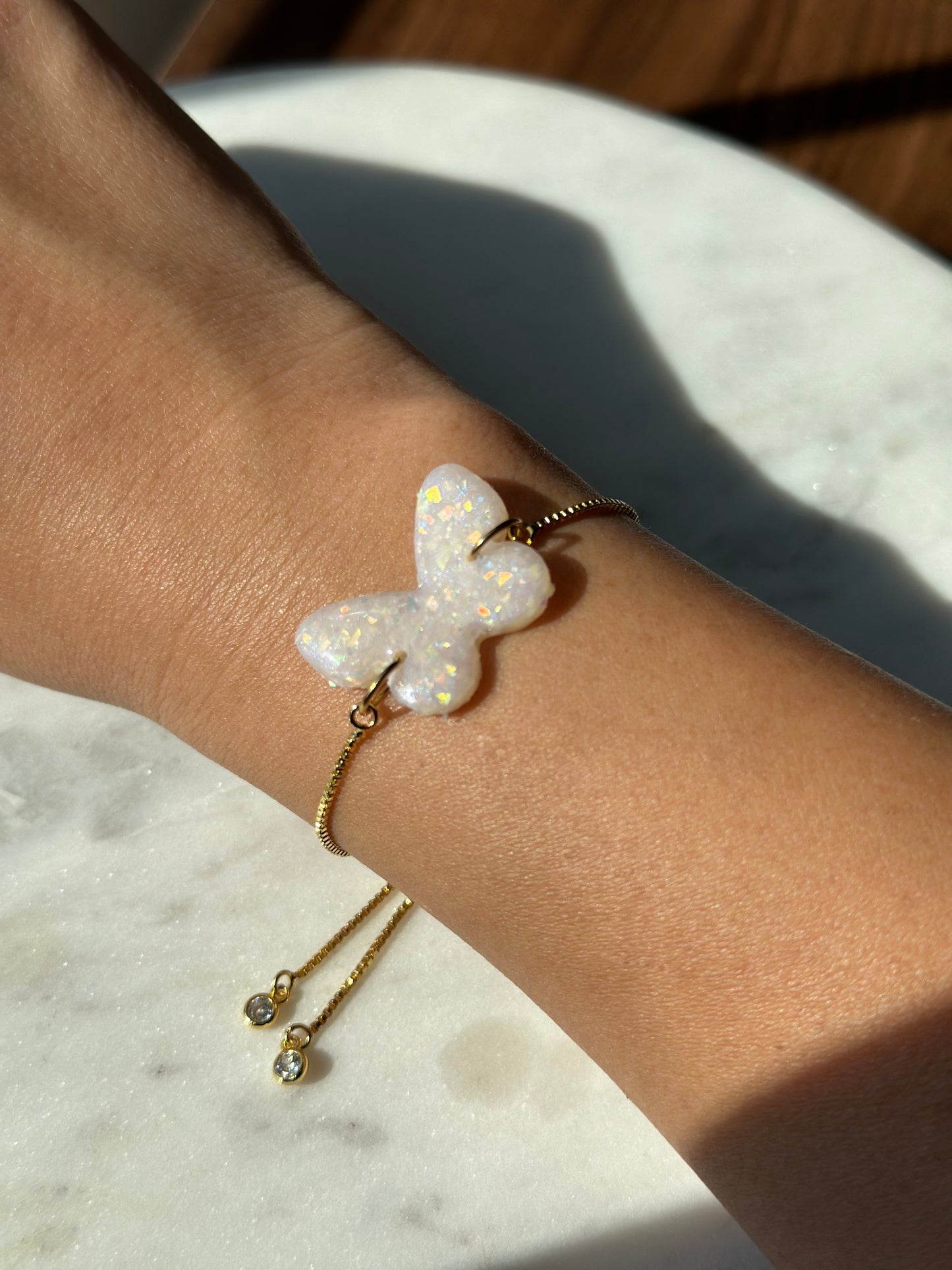 White Opal Bracelet - Butterfly