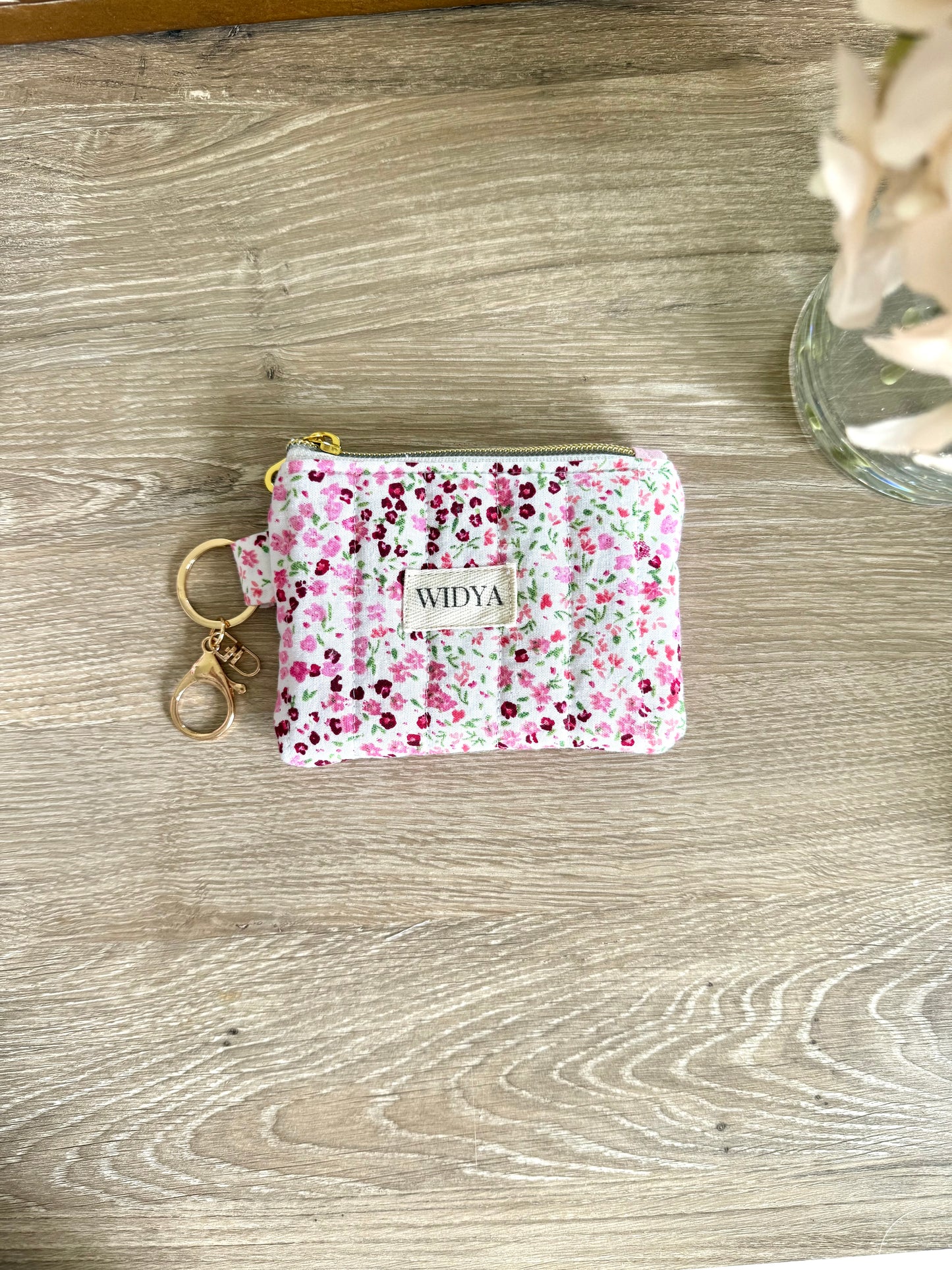 Pink Floral Keychain Pouch