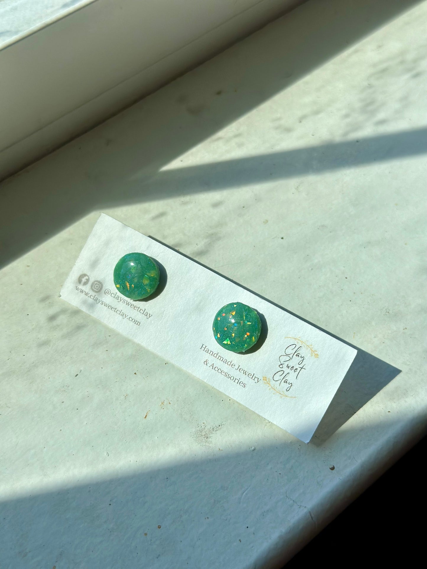 Green Opal Stud Earrings