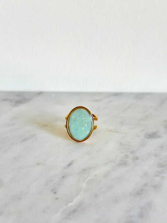 Turquoise - Adjustable Gold Ring (Large)