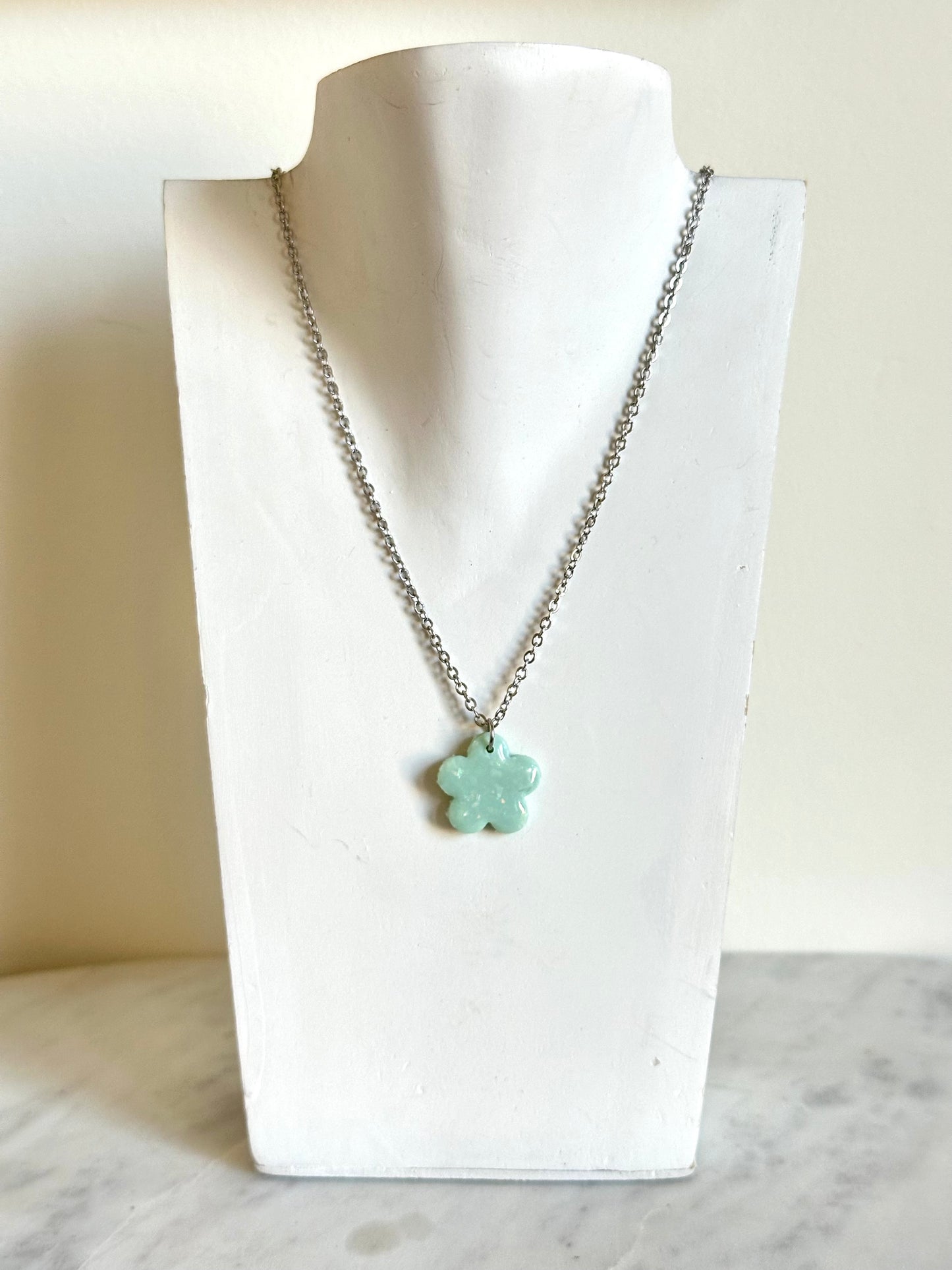 Teal Opal Necklace - Flower