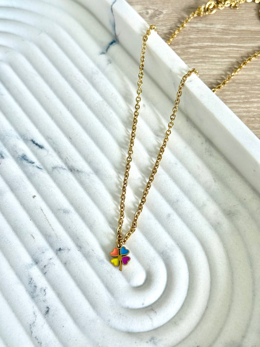 Colorful 4 Leaf Clover Necklace