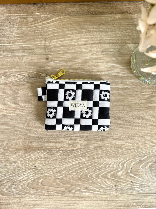 Black & White Flower Keychain Pouch