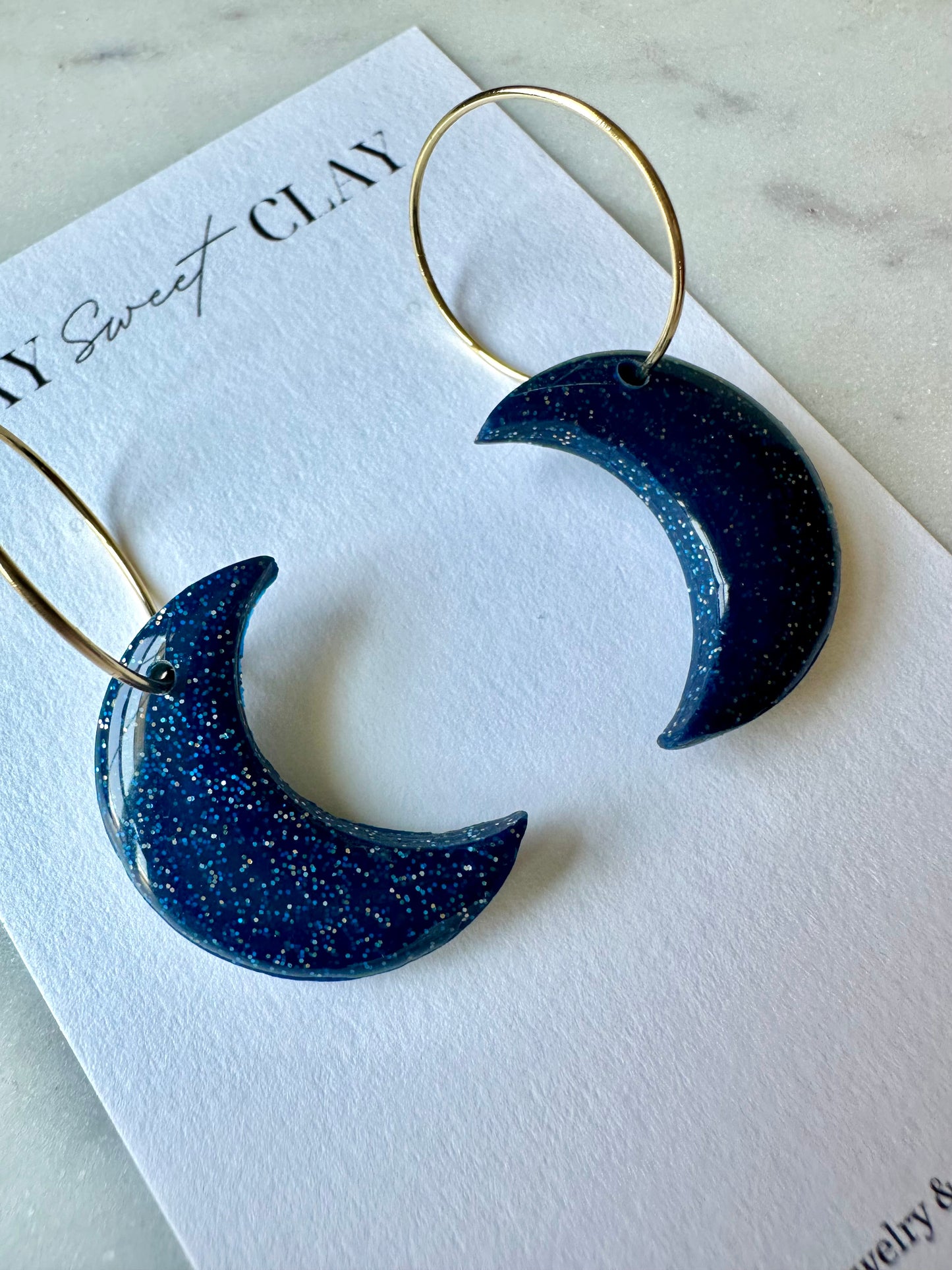 Crescent Hoop Earrings - Blue Galaxy