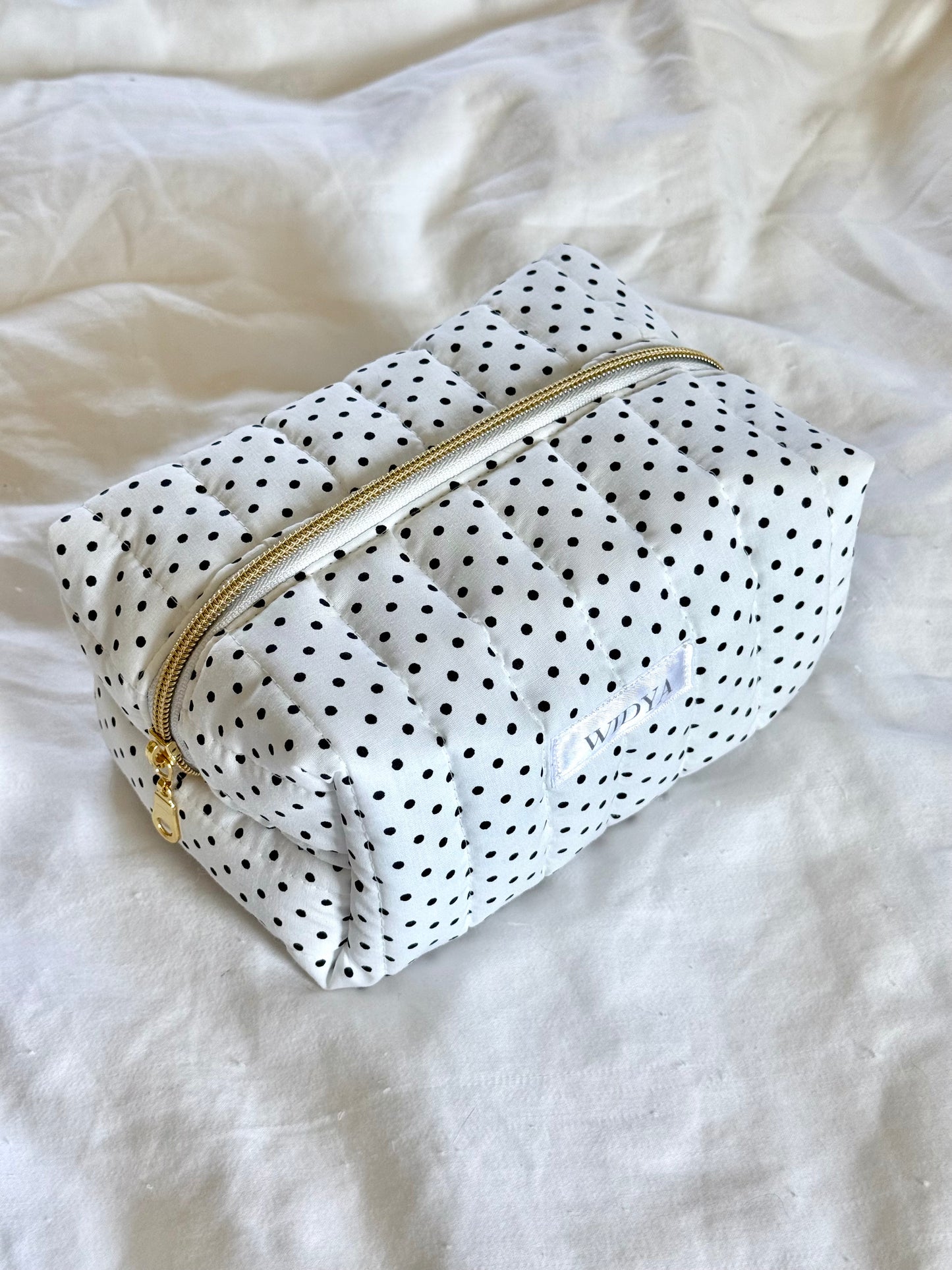 Polkadot Travel Pouch - White