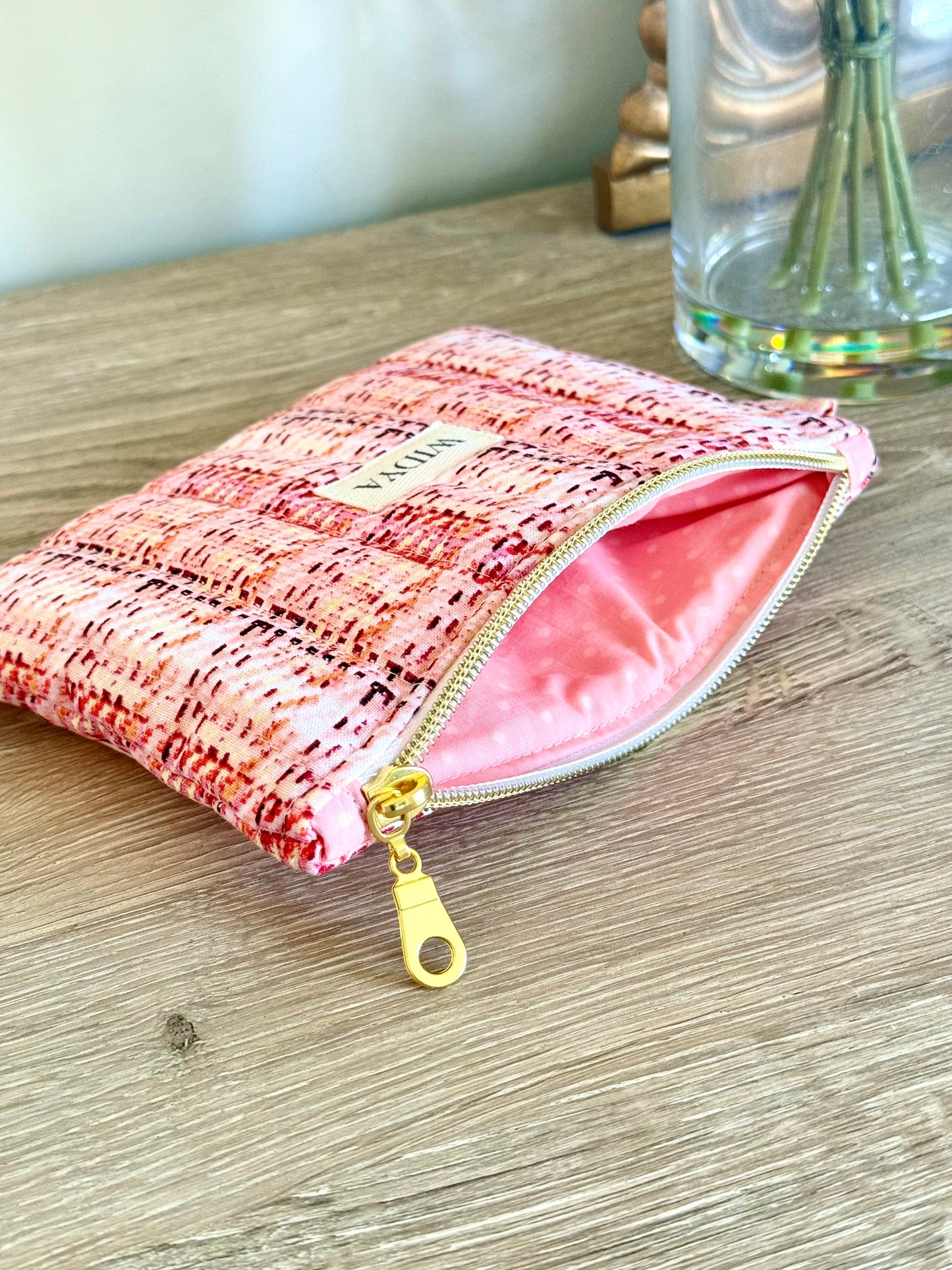 Tweed Print Small Pouch - Orange