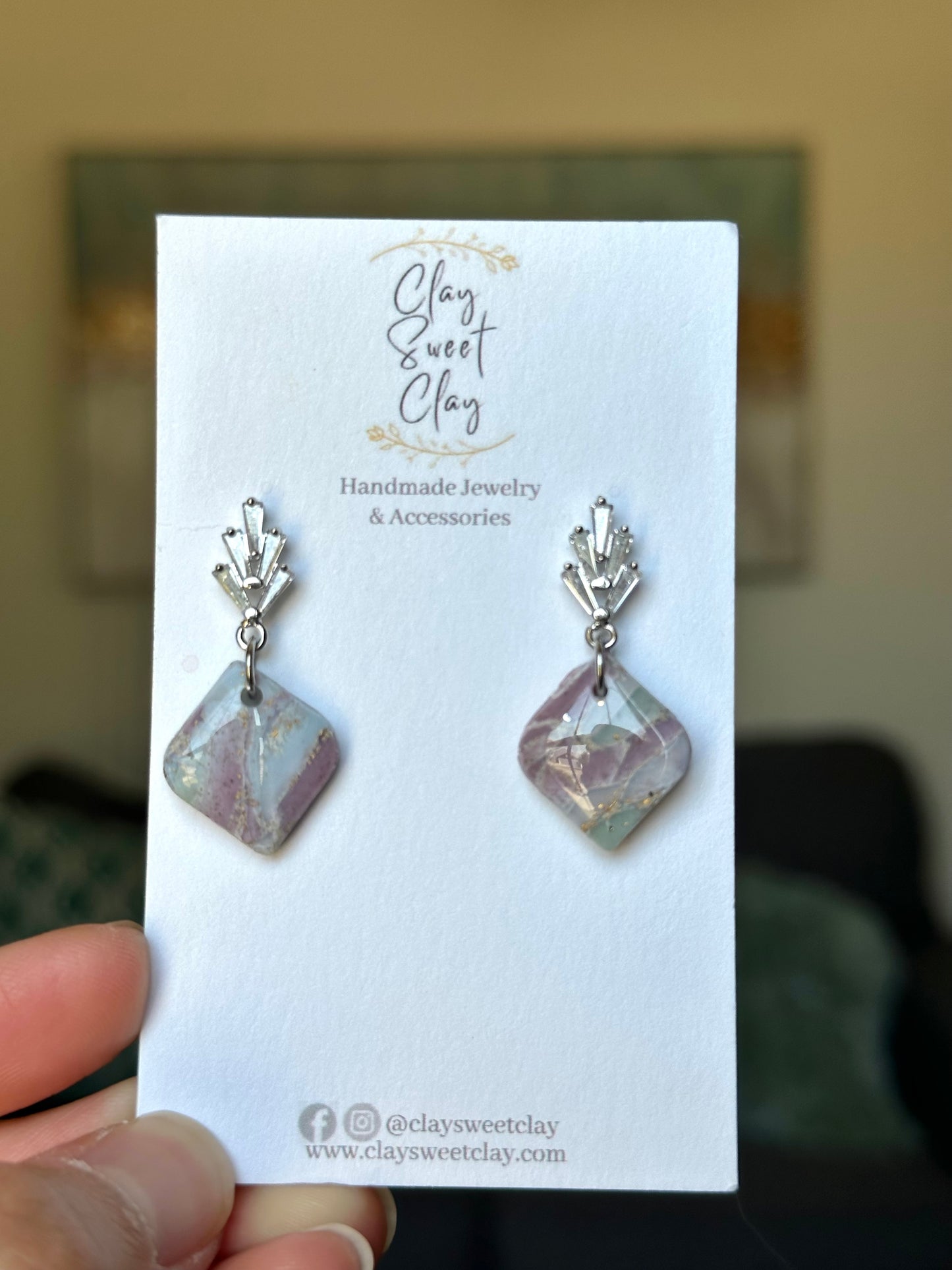 Mixed Marble Dangle Earrings - Dainty