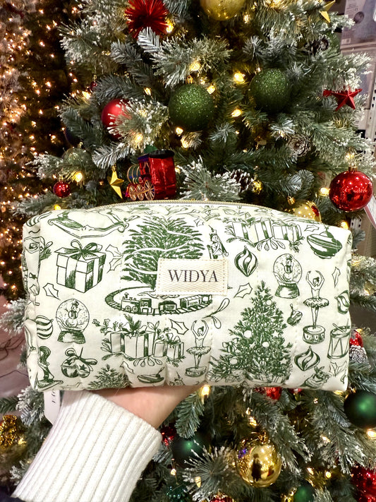 Christmas Toile De Jouy Makeup Bag