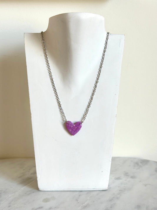 Purple Opal Necklace - Heart