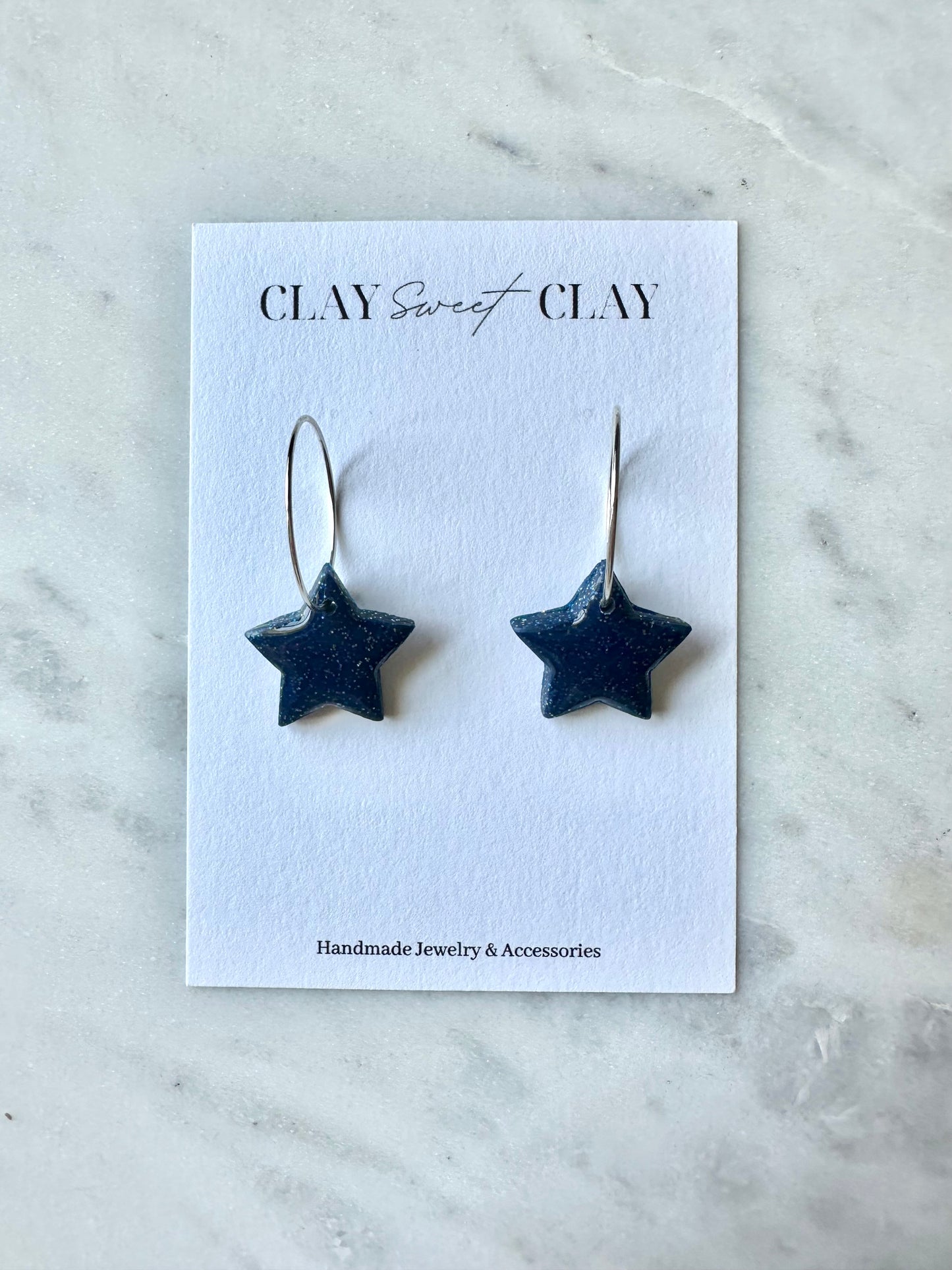 Star Hoop Earrings - Blue Galaxy