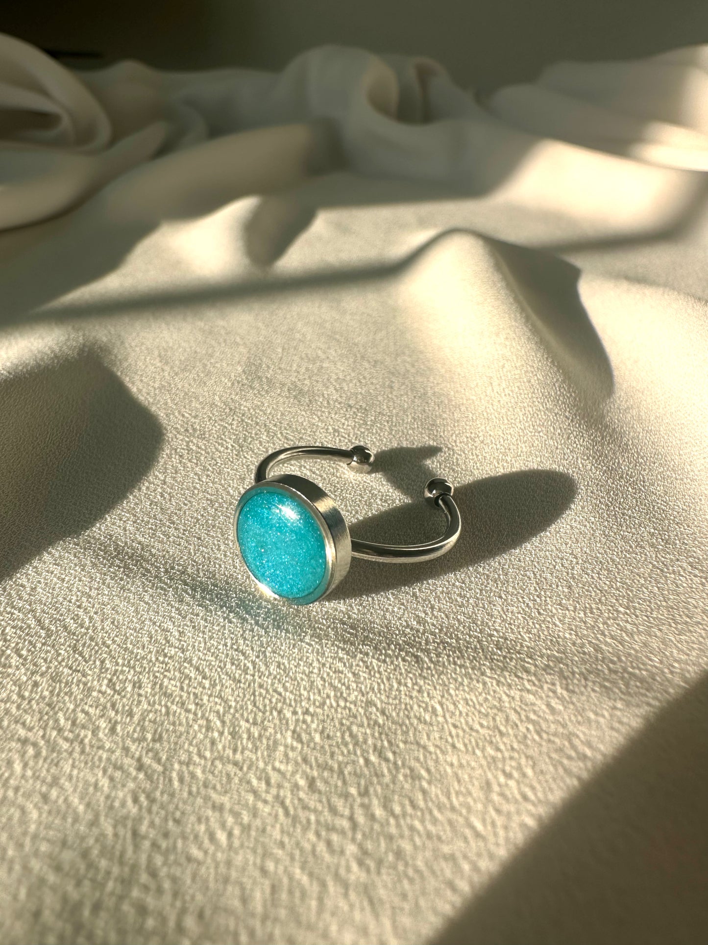 Turquoise pearl - Adjustable SS Ring