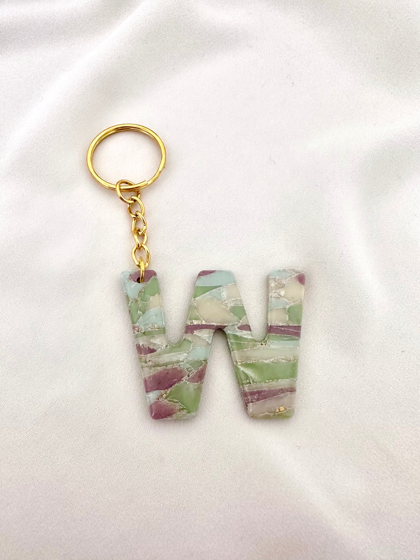 Gemstone Faux - Initial Keychain (W)