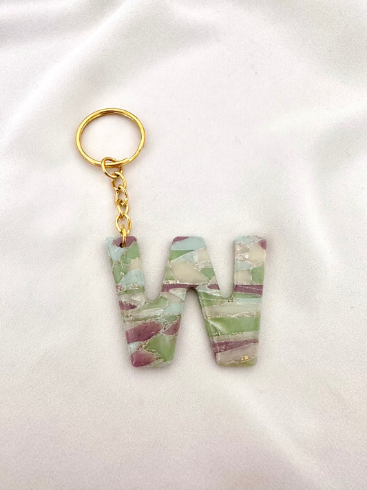 Gemstone Faux - Initial Keychain (W)