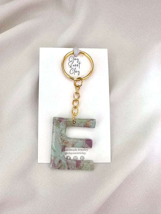 Gemstone Faux - Initial Keychain (E)