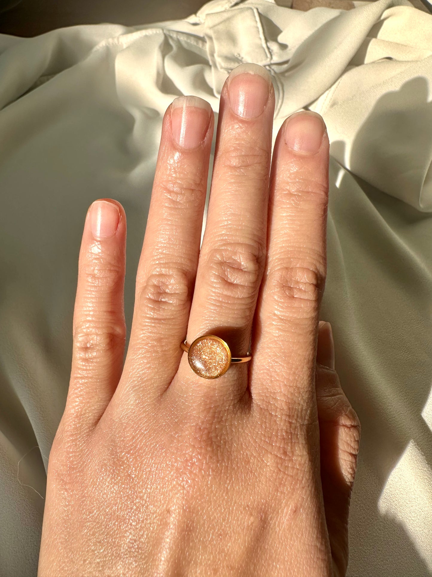 Rose Gold Glitter - Adjustable Gold Ring